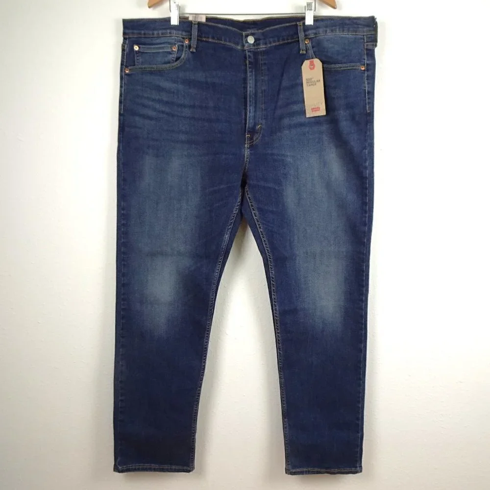 Levi's 502 Taper Jeans Big Men's Size 48x34 Blue Stretch Denim Regular Fit
